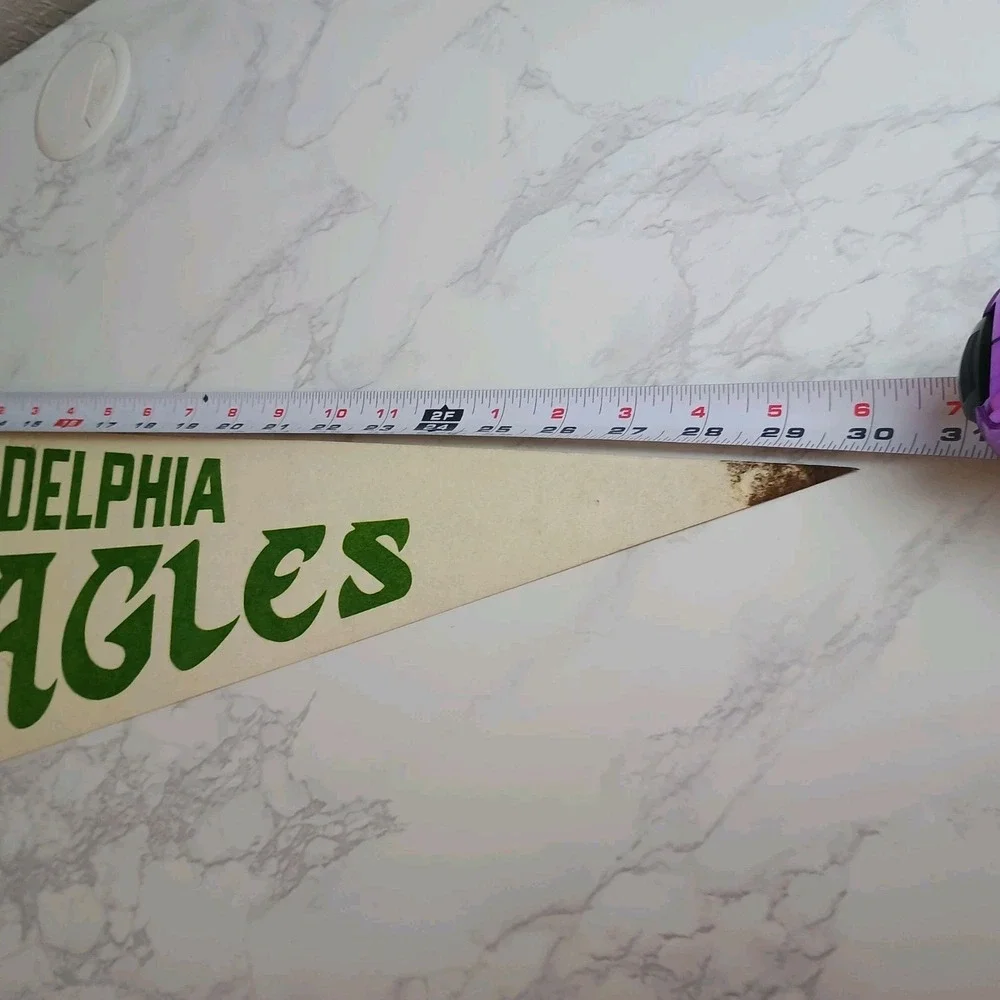 Vintage Philadelphia Eagles Pennant NFL Football Felt Flag 1970s Green Helmet